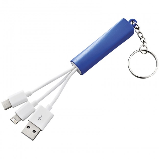 Promotional Route 3-in-1 light-up charging cable with keychain - Image 3