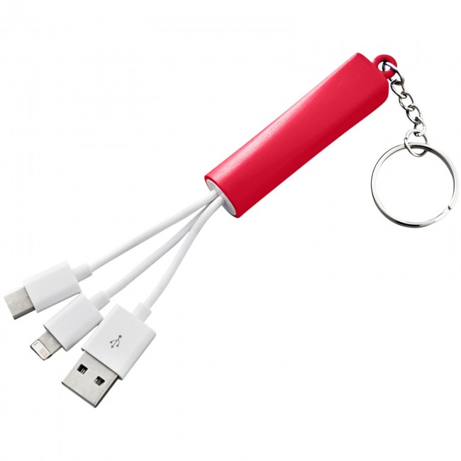 Promotional Route 3-in-1 light-up charging cable with keychain - Image 2