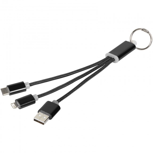 Promotional Metal 3-in-1 charging cable with keychain - Image 3