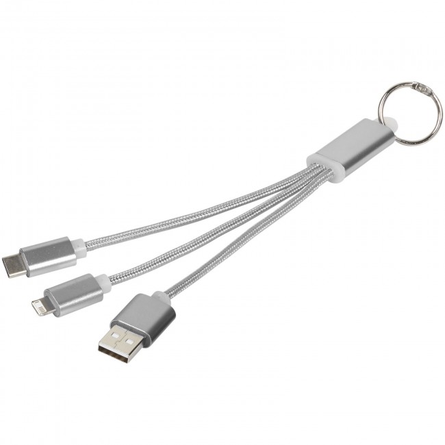 Promotional Metal 3-in-1 charging cable with keychain - Image 2