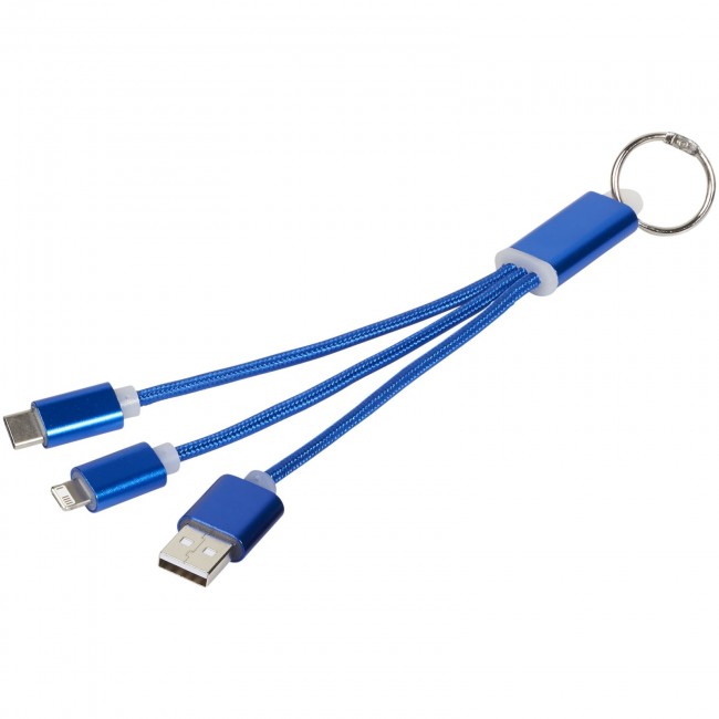 Promotional Metal 3-in-1 charging cable with keychain - Image 1