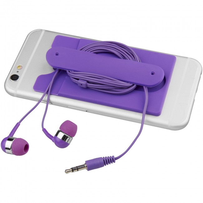 Promotional Wired earbuds and silicone phone wallet - Image 1