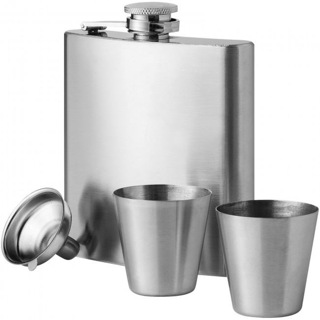 Promotional Texas 175 ml hip flask with two shot tumblers