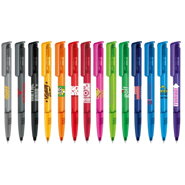 Promotional senator Super Hit Clear plastic ball pen with soft grip