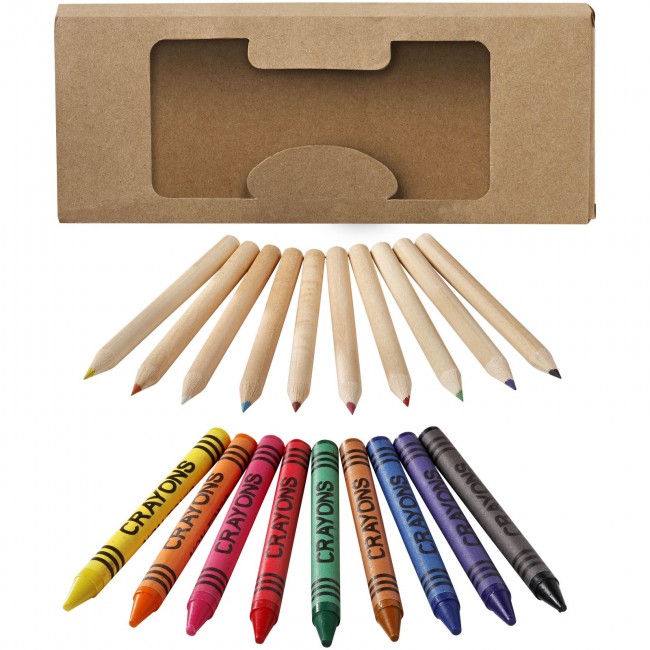 Promotional Lucky 19-piece coloured pencil and crayon set