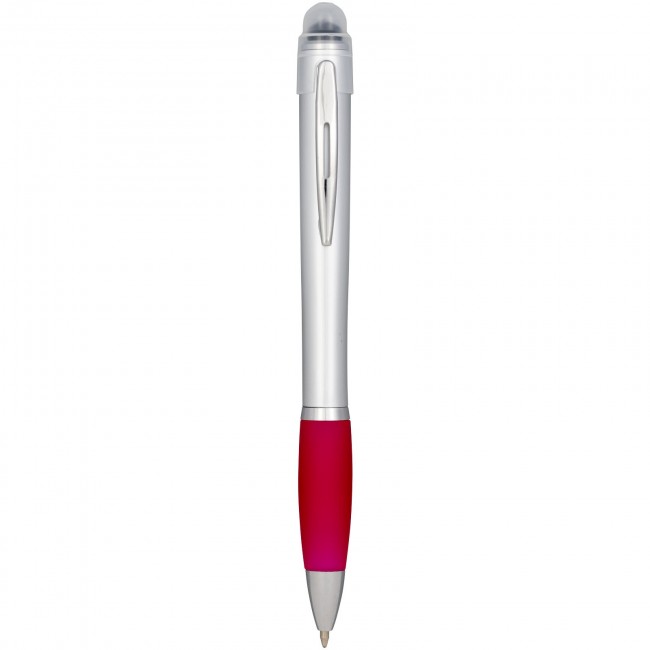 Promotional Nash light up pen silver barrel coloured grip - Image 2