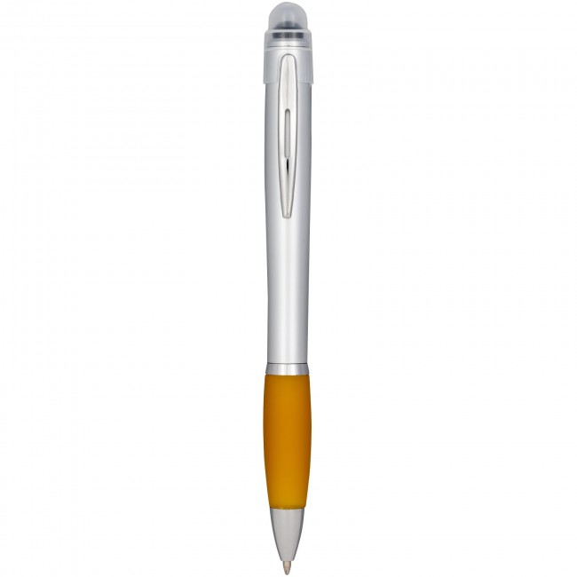 Promotional Nash light up pen silver barrel coloured grip - Image 1