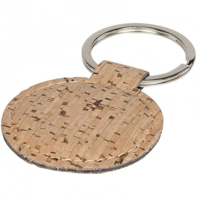 Promotional Cork-look rounded keychain