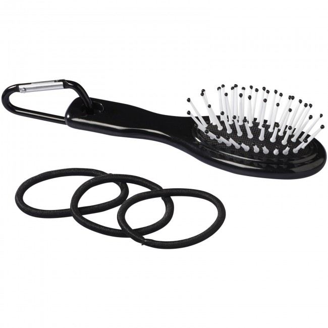 Promotional Jolie hair brush with carabiner and hair bands - Image 4