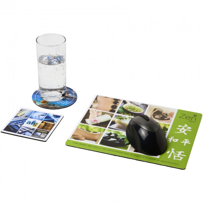 Promotional Q-Mat® mouse mat and coaster set combo 1