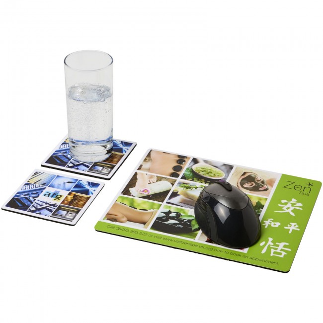 Promotional Q-Mat® mouse mat and coaster set combo 3