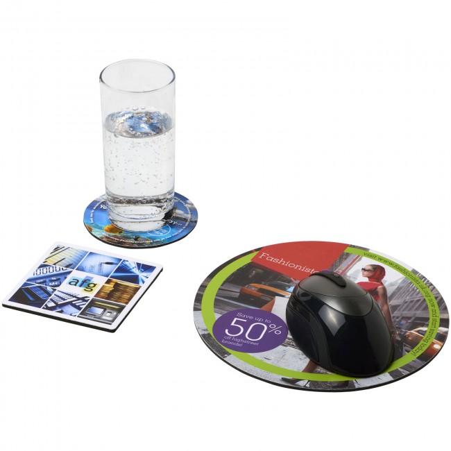 Promotional Q-Mat® mouse mat and coaster set combo 4