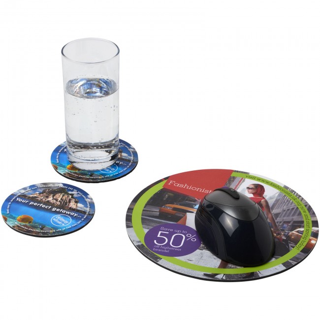 Promotional Q-Mat® mouse mat and coaster set combo 5