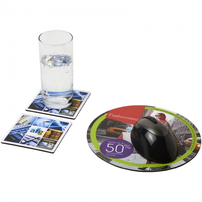 Promotional Q-Mat® mouse mat and coaster set combo 6