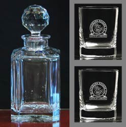 Promotional Cut Square Crystal Glass Decanter & Glass Set