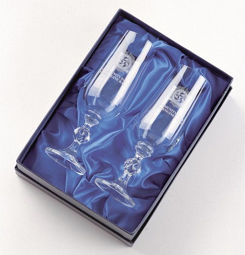 Promotional Pair Of Crystal Flute Glasses