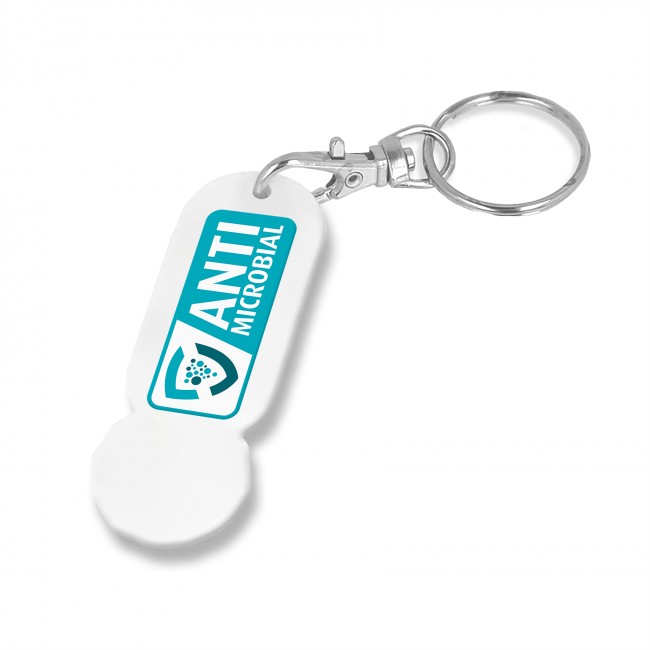 Promotional AntiMicrobial Trolley Stick Oblong Keyring