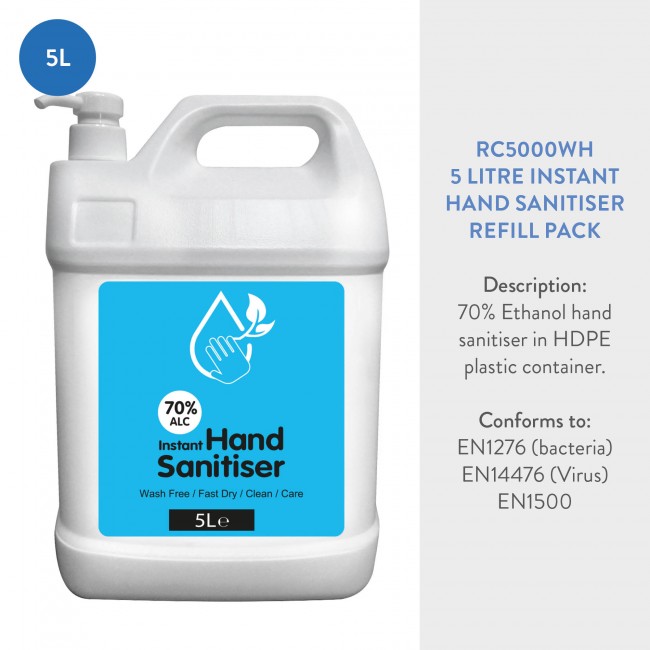 Promotional 5 Litre Instant Hand Sanitiser Refill Pack