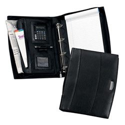 Promotional Solutions Calculator A4 Zipped Leather Ring Binder