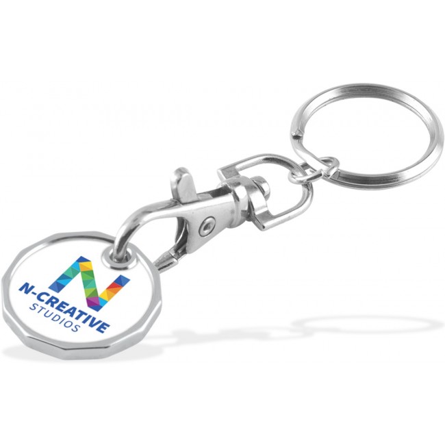 Promotional Trolley Coin Keychain Double Sided Unlaminated 5 Day Service