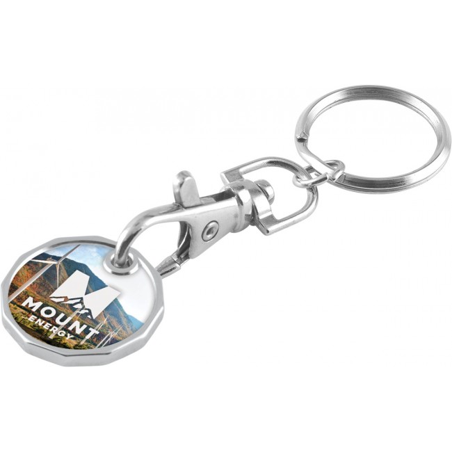 Promotional Nickle Plated Trolley Coin Keychain