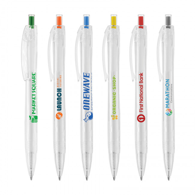 Promotional Aqua Clear Eco Recycled PET Plastic Pen - Image 2