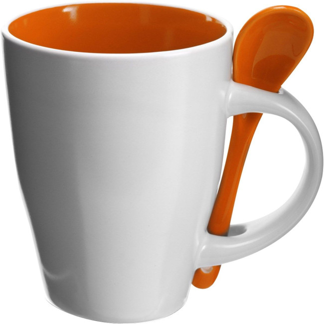 Promotional Coffee mug with spoon 300ml - Image 4