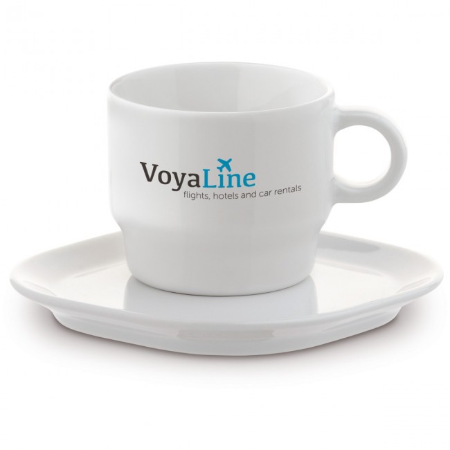 Promotional Satellite, small cup & saucer, square 180ml - Image 1