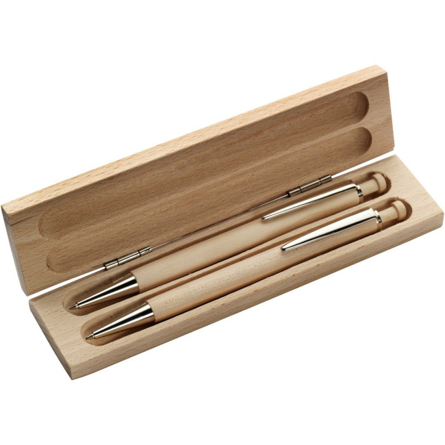 Promotional Wooden pen and pencil set - Image 1