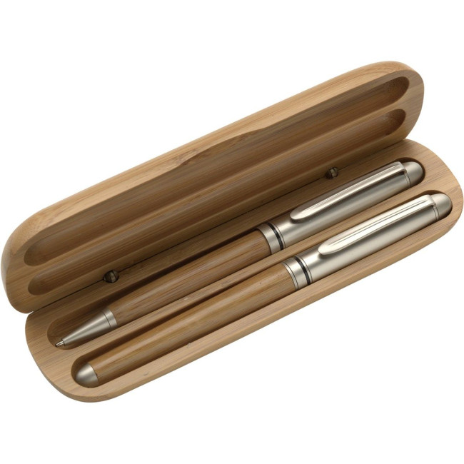 Promotional Bamboo ballpen and rollerpen - Image 1