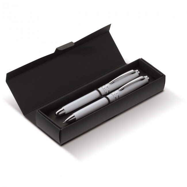 Promotional Pen set 2 stripes barrel metal - Image 1