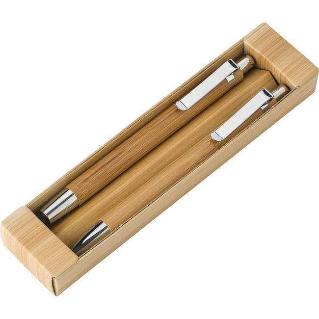 Promotional Bamboo pen & pencil set - Image 1