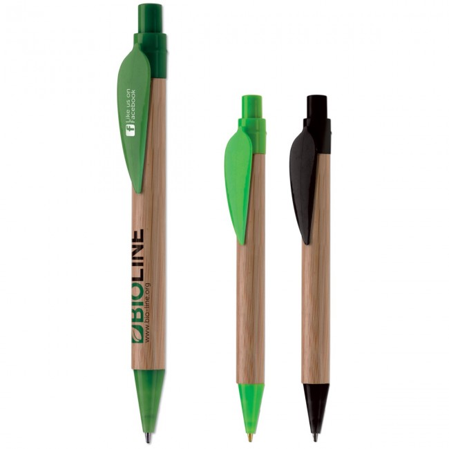 Promotional Bamboo pen with plastic leafclip - Image 2