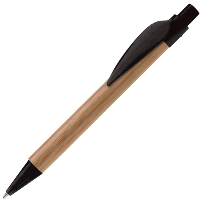 Promotional Bamboo pen with plastic leafclip - Image 1