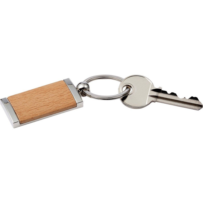 Promotional Metal and wooden keyring - Image 1