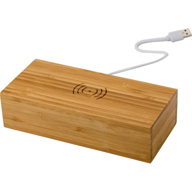 Promotional Bamboo wireless charger and clock - Image 1