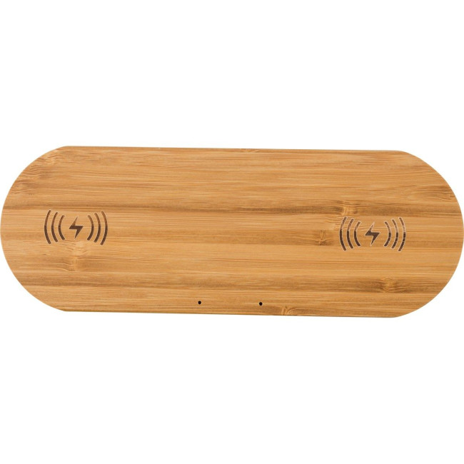 Promotional Bamboo dual wireless charger - Image 3