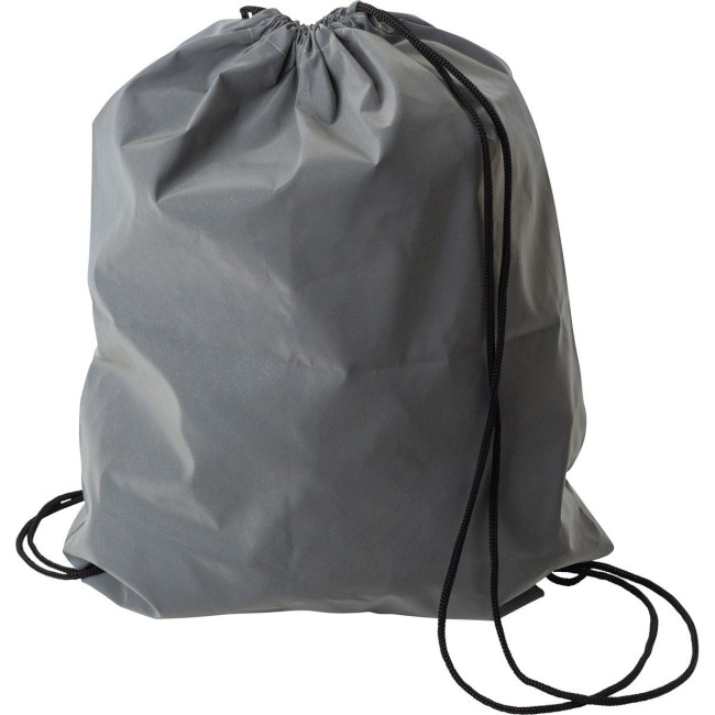 Promotional Synthetic fibre (190D) reflective drawstring backpack - Image 1