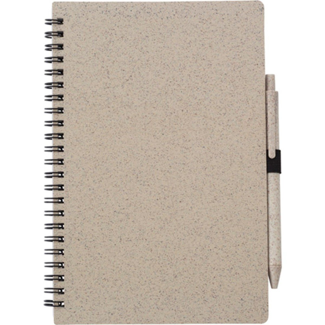 Promotional Wheat straw A5 notebook with pen - Image 1