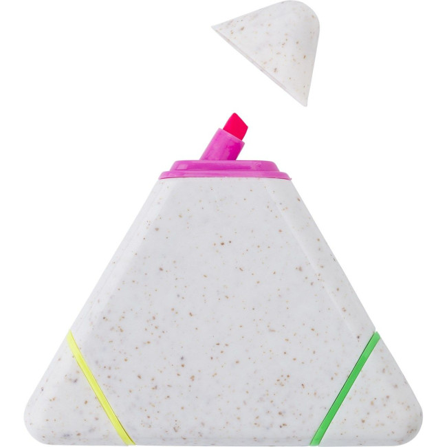 Promotional Wheat Straw & PP Triangular Highlighter - Image 3