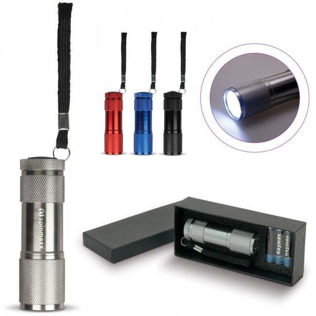 Promotional Flashlight, aluminium 9 LED in box - Image 1