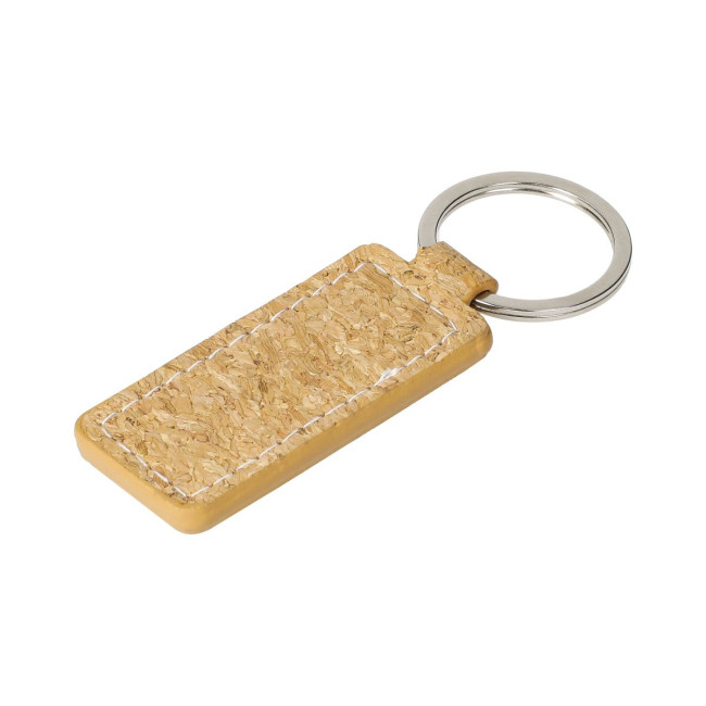 Promotional Rectangular Cork Keyring 