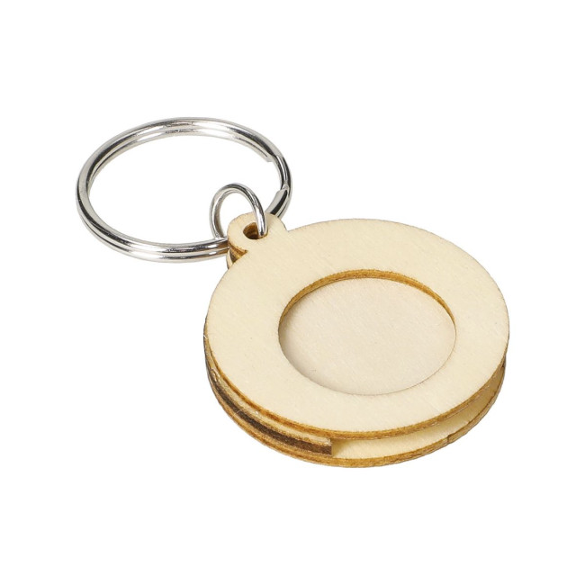 Promotional Natural Circle Trolley Coin Keyring