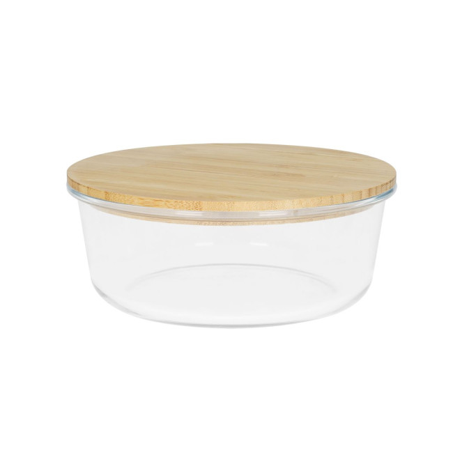 Promotional Round Glass Box With Bamboo Lid 17x7cm