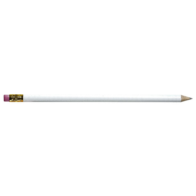 Promotional White Pencil With Eraser