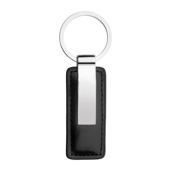 Promotional Rectangle Leather Metal Keyring - Image 2