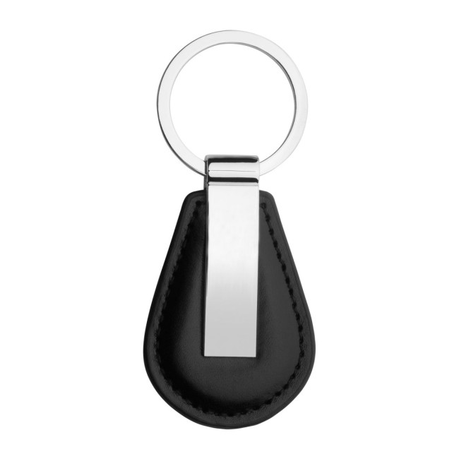 Promotional Round Leather Metal Keyring - Image 3