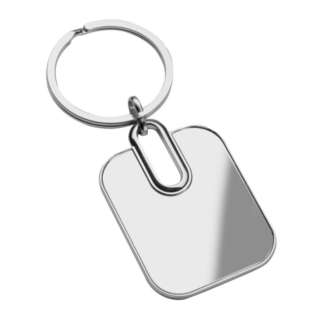 Promotional Silver Square Metal Keyring