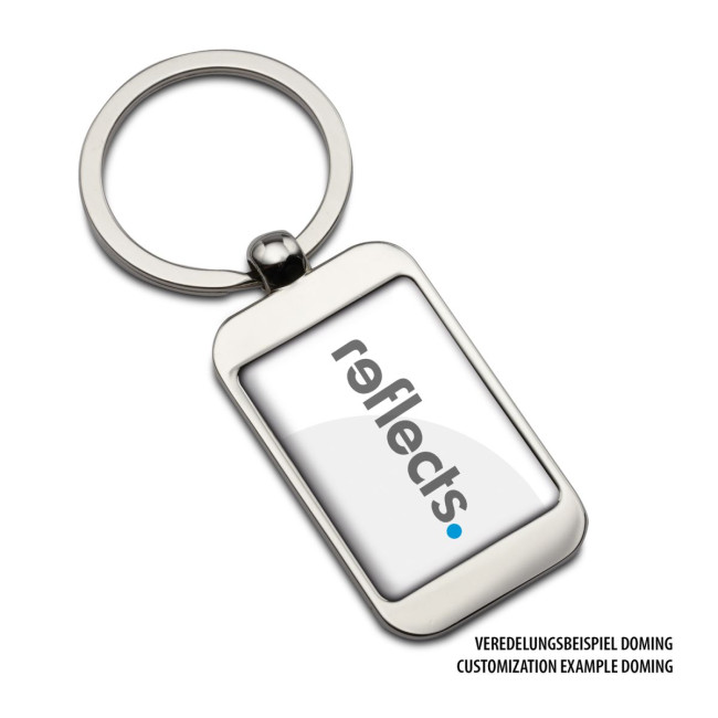 Promotional Silver Rectangle Metal Keyring - Image 2