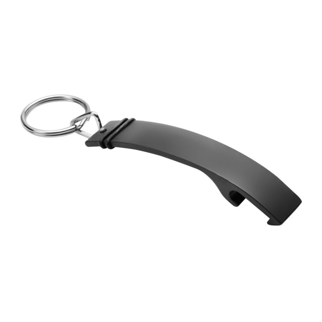 Promotional Black Aluminium Bottle Opener Keyring - Image 1